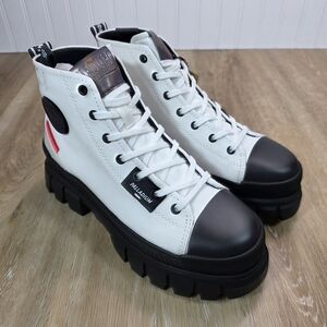 🆕️Palladium Revolt Star White High-Top Sneakers with Black Toe Caps